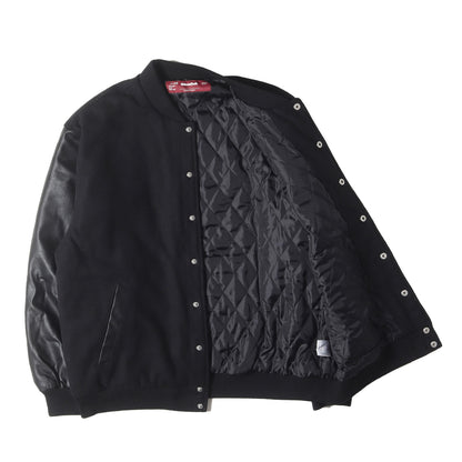 23AW 袖フェイクレザー メルトン バーシティジャケット / スタジャン(Varsity Jacket)