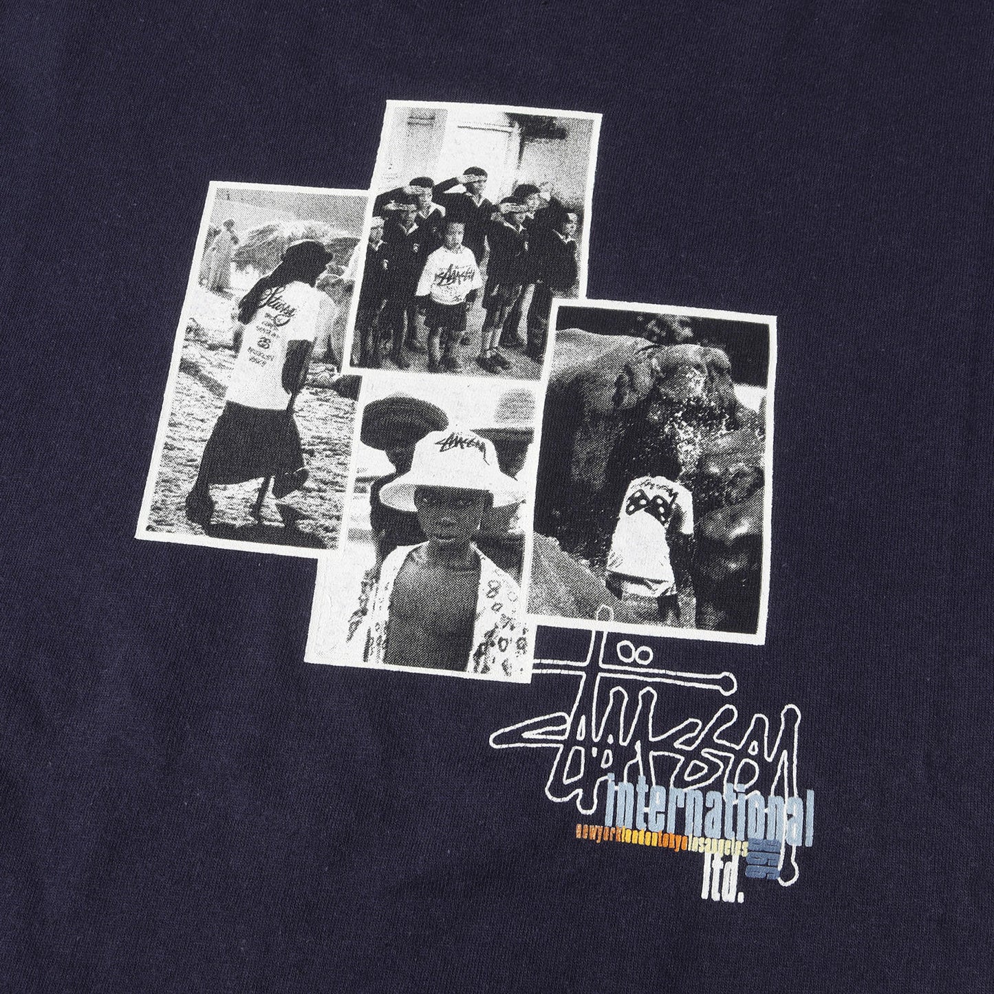90s OLD STUSSY 紺タグ オールドフォト Tシャツ(USA製)