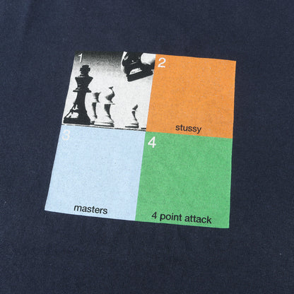 90s OLD STUSSY 紺タグ チェス グラフィック Tシャツ(USA製)