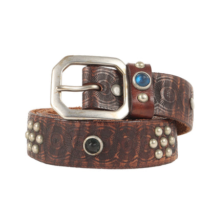 ヴィンテージ加工 スタッズ レザー ベルト