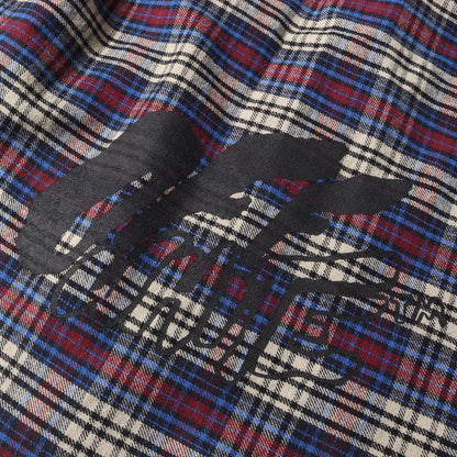 スプレーロゴ オーバーサイズ チェックネルシャツ(Logo Print Flannel Check Shirt)