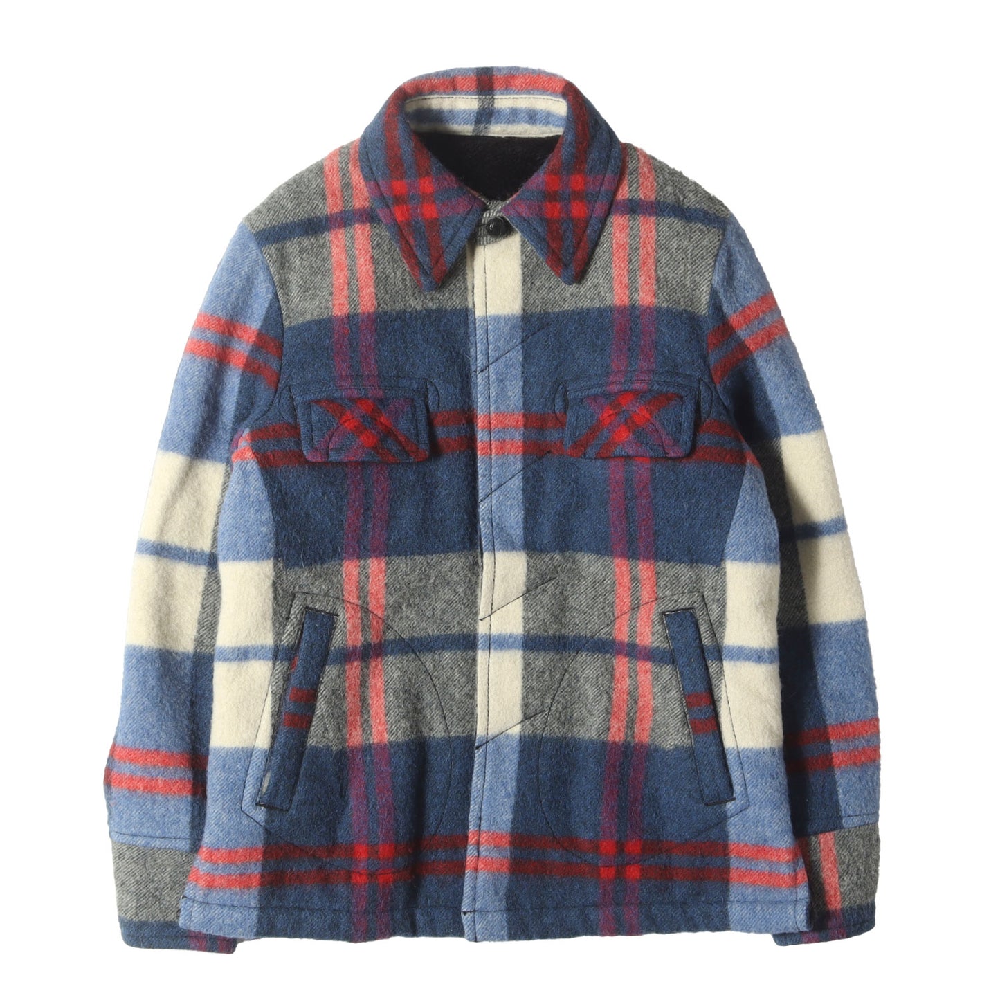08AW ポートランド期 CPO チェック ウール ボア ジャケット