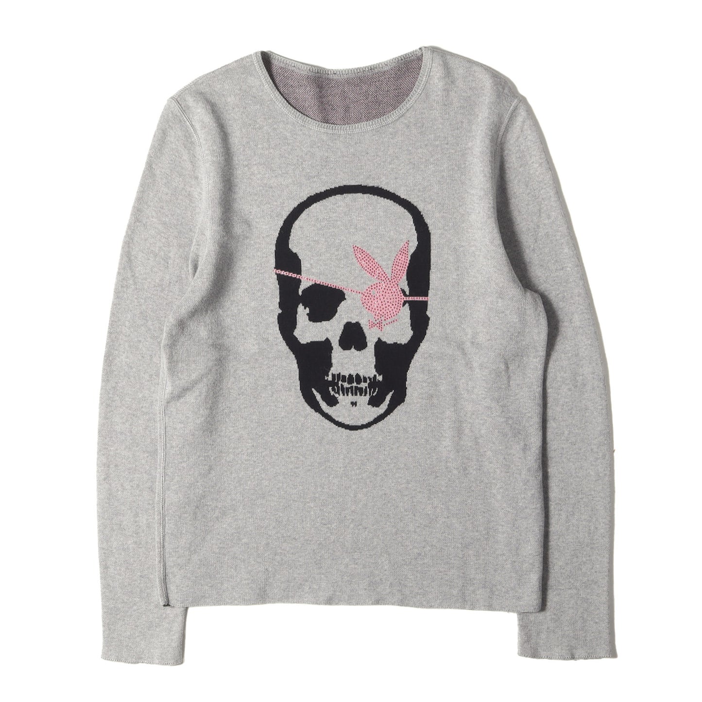 ×PLAYBOY ラインストーン ラビットヘッド&スカル コットン/カシミヤ ニット