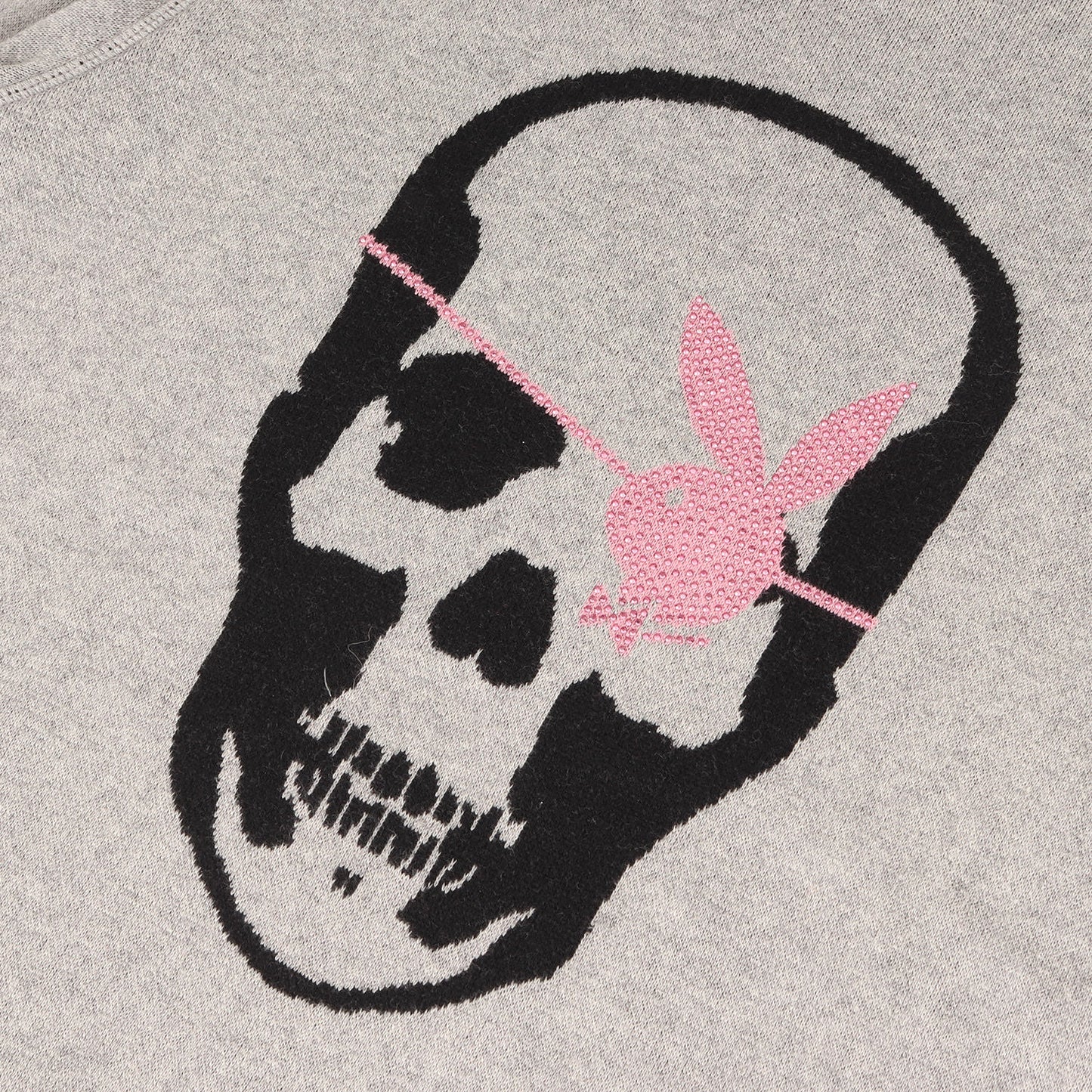 ×PLAYBOY ラインストーン ラビットヘッド&スカル コットン/カシミヤ ニット