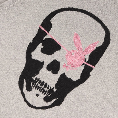 ×PLAYBOY ラインストーン ラビットヘッド&スカル コットン/カシミヤ ニット