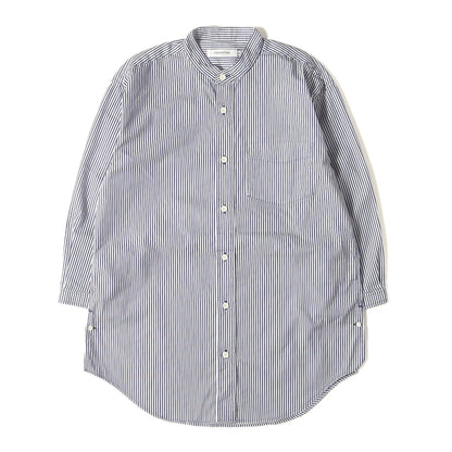 20SS バンドカラー 7分袖 ストライプシャツ(OFFICER SHIRT Q/S RELAXED FIT C/P SATIN LONDON STRIPE COOLMAX)