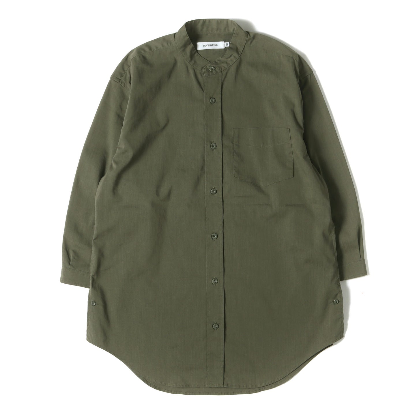 20SS ストレッチ ウェザークロス 7分袖 バンドカラーシャツ(OFFICER SHIRT Q/S RELAXED FIT P/L WEATHER STRETCH COOLMAX)