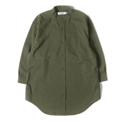 20SS ストレッチ ウェザークロス 7分袖 バンドカラーシャツ(OFFICER SHIRT Q/S RELAXED FIT P/L WEATHER STRETCH COOLMAX)