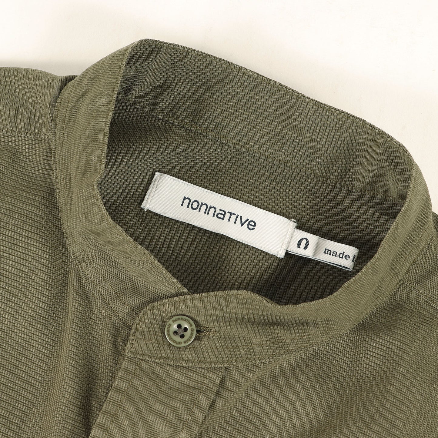 20SS ストレッチ ウェザークロス 7分袖 バンドカラーシャツ(OFFICER SHIRT Q/S RELAXED FIT P/L WEATHER STRETCH COOLMAX)
