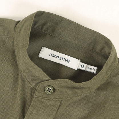 20SS ストレッチ ウェザークロス 7分袖 バンドカラーシャツ(OFFICER SHIRT Q/S RELAXED FIT P/L WEATHER STRETCH COOLMAX)
