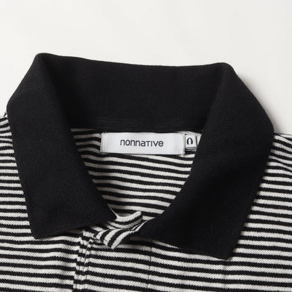 24SS コットン/リネン ボーダー 鹿の子 ポロシャツ(CLERK S/S POLO SHIRT C/L PIQUE BORDER)