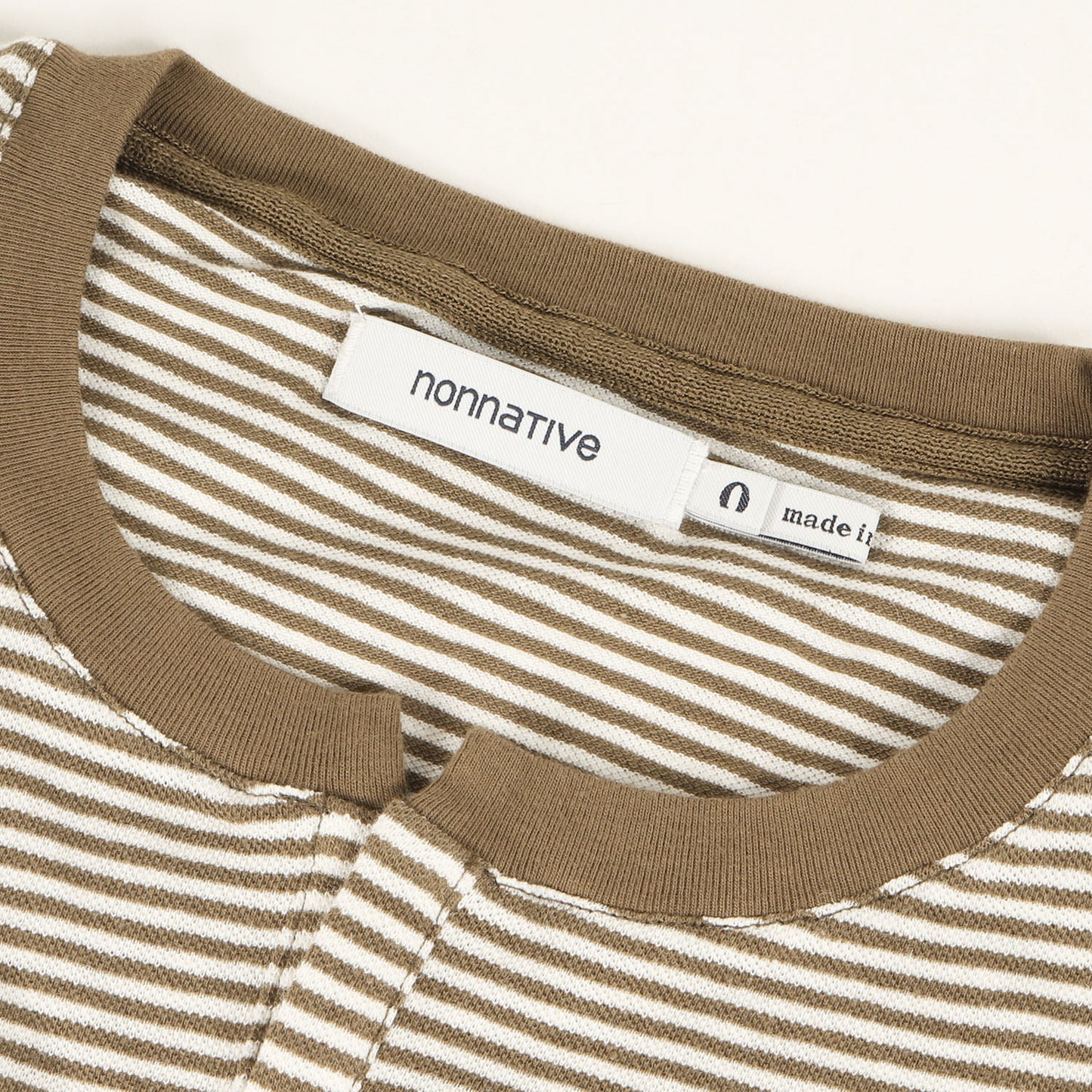 24SS 鹿の子 ボーダー Tネック Tシャツ(CLERK S/S T-NECK TEE C/L PIQUE BORDER)