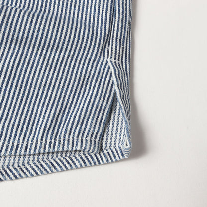 24SS ヒッコリーストライプ ボタンダウン 半袖シャツ(DWELLER S/S B.D. SHIRT COTTON 10oz HICKORY)