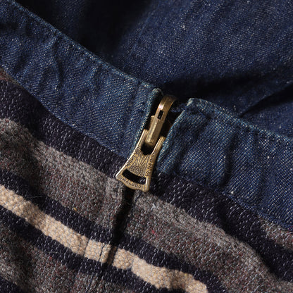 デニム / ブランケット リバーシブル フード ジャケット(REVERSIBLE HOODED JKT DENIM)