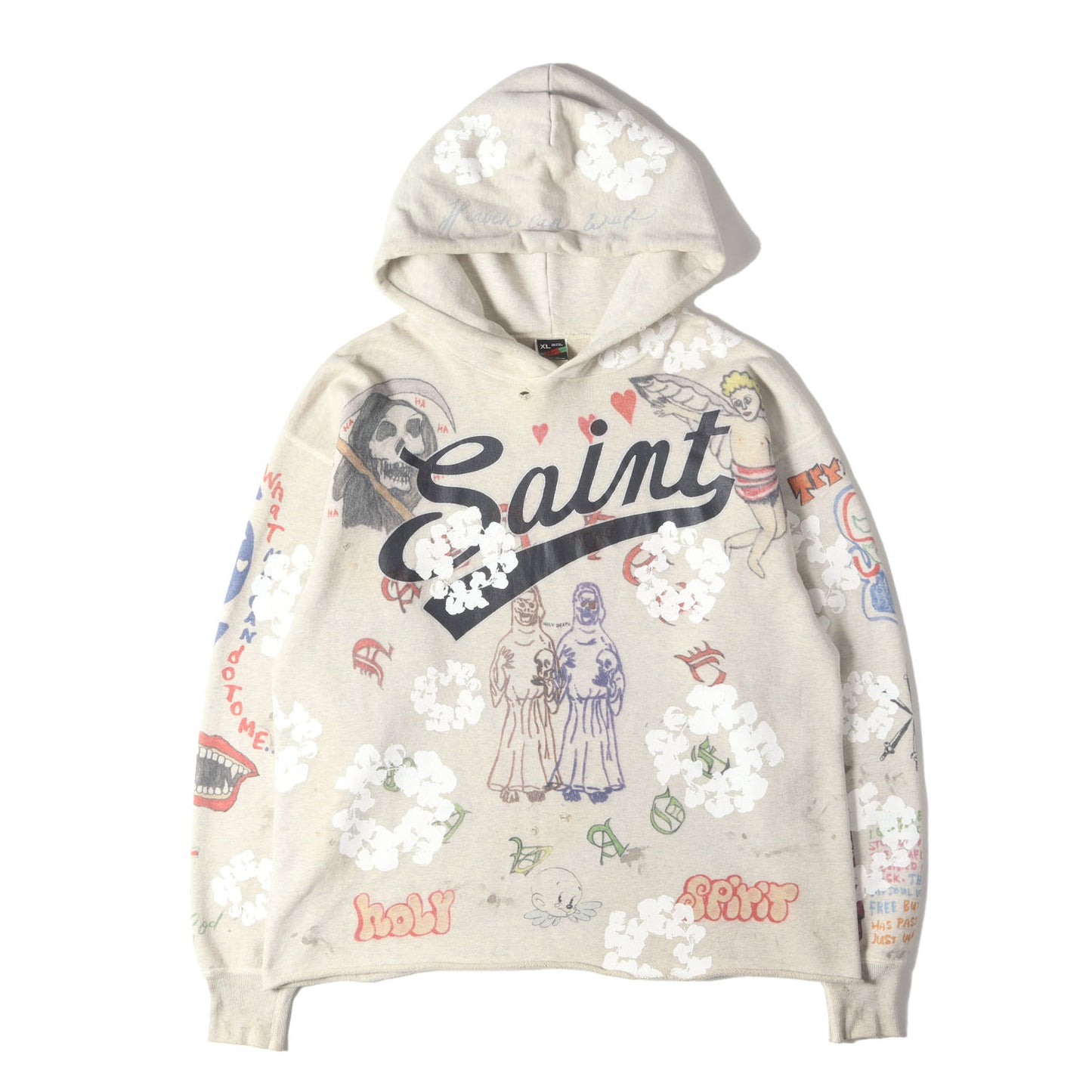 22SS ×DENIM TEARS ヴィンテージ加工 スウェットパーカー(HOODIE / GREENAFFITTI)