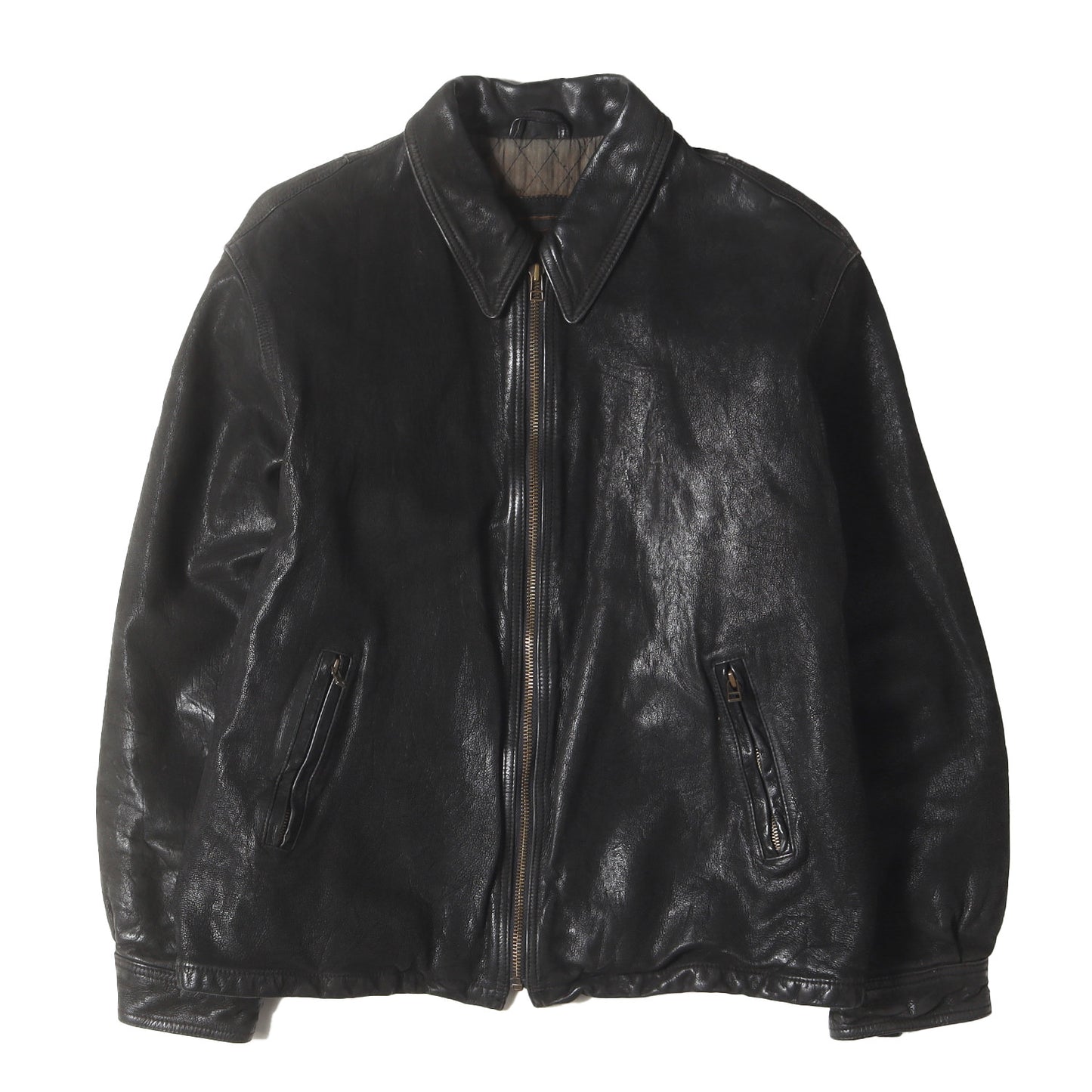 [雰囲気抜群] 90s ゴートスキンレザー フルジップ ジャケット / K.T POUR HOMME