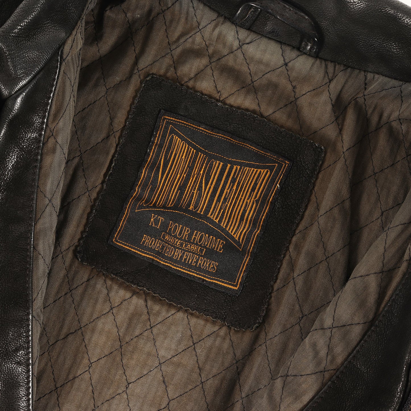 [雰囲気抜群] 90s ゴートスキンレザー フルジップ ジャケット / K.T POUR HOMME