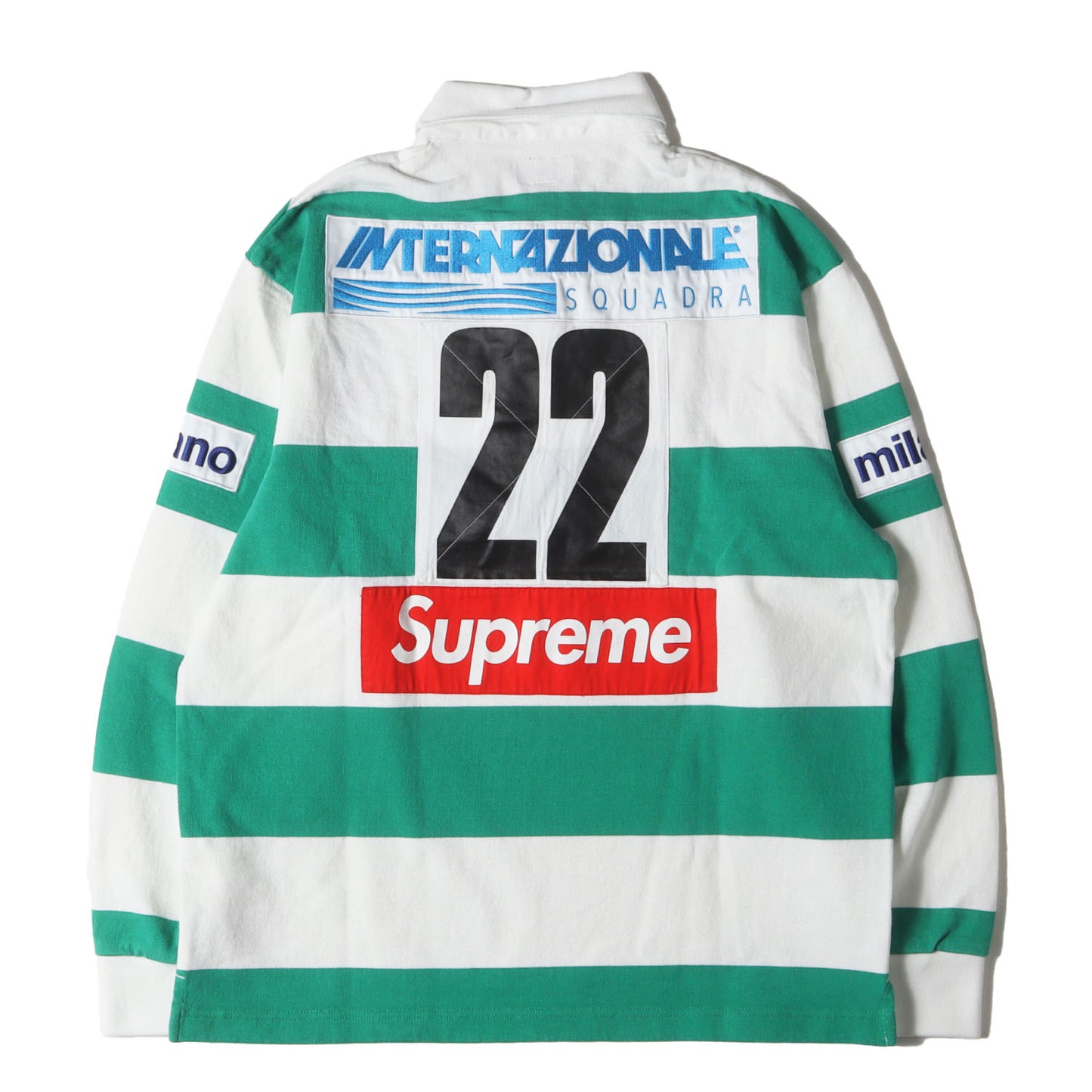 22SS BOXロゴパッチ ボーダー ラガーシャツ(Stripe Rugby)