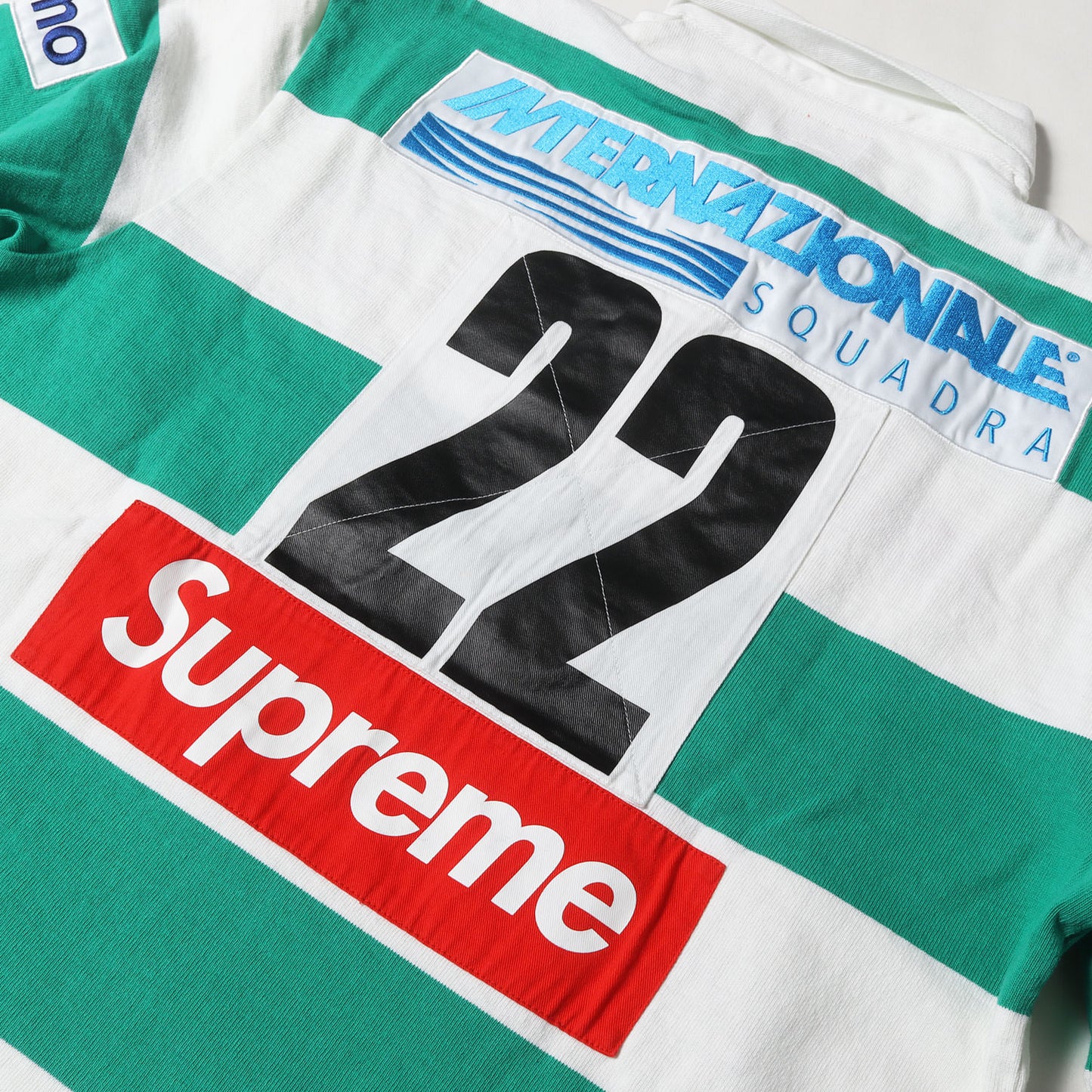 22SS BOXロゴパッチ ボーダー ラガーシャツ(Stripe Rugby)