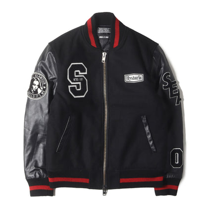 22AW ×HYSTERIC GLAMOUR 袖レザー メルトン バーシティジャケット / スタジャン(VARSITY JACKET)