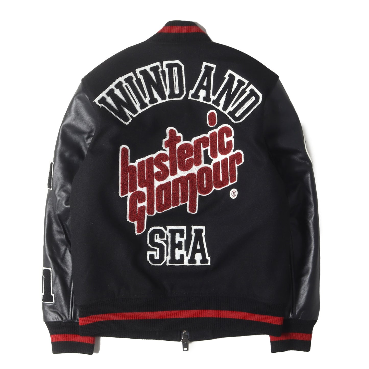 22AW ×HYSTERIC GLAMOUR 袖レザー メルトン バーシティジャケット / スタジャン(VARSITY JACKET)