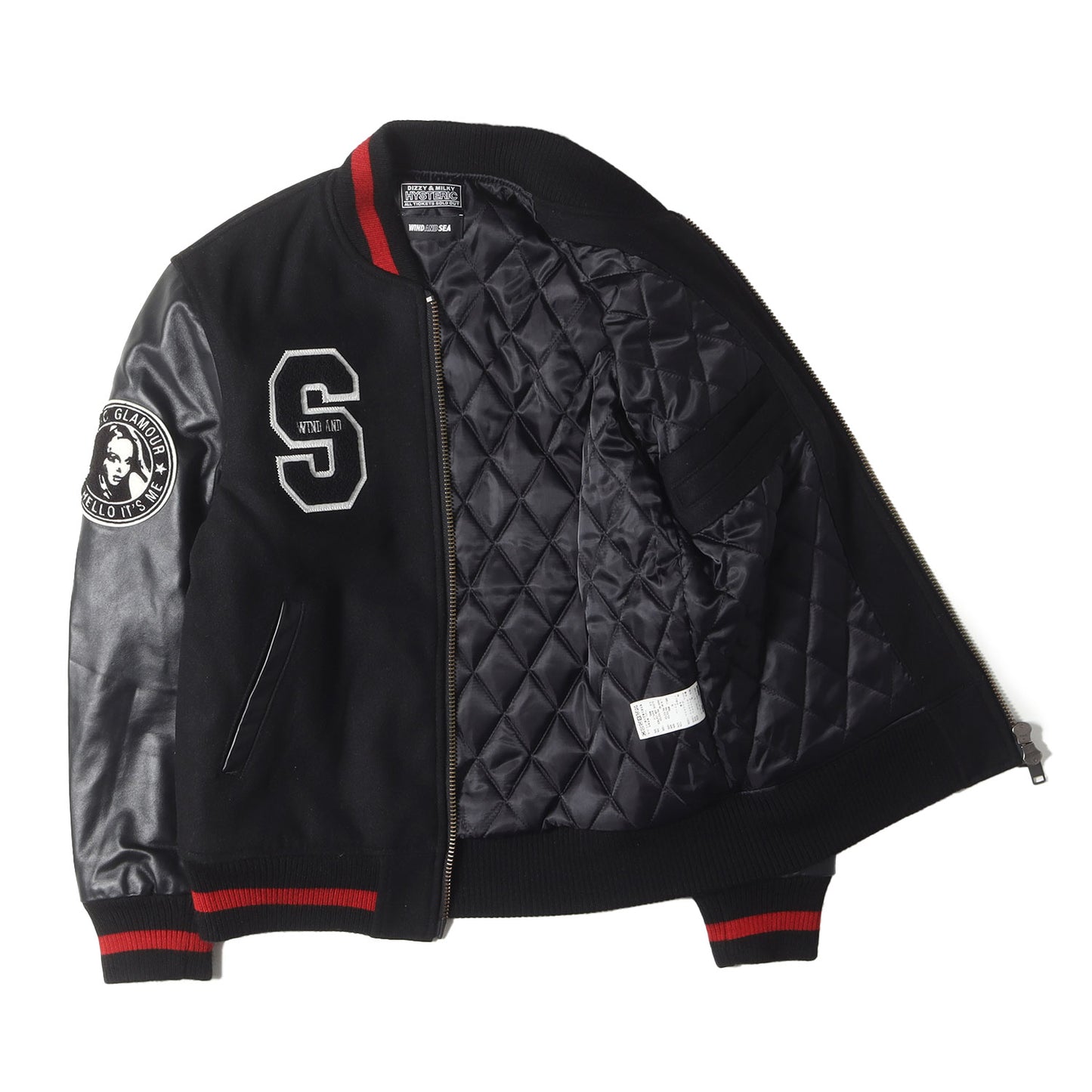22AW ×HYSTERIC GLAMOUR 袖レザー メルトン バーシティジャケット / スタジャン(VARSITY JACKET)