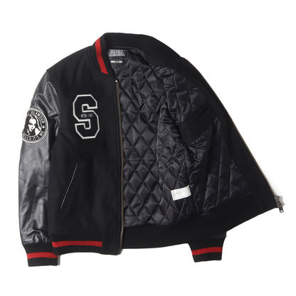 22AW ×HYSTERIC GLAMOUR 袖レザー メルトン バーシティジャケット / スタジャン(VARSITY JACKET)