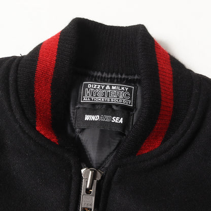 22AW ×HYSTERIC GLAMOUR 袖レザー メルトン バーシティジャケット / スタジャン(VARSITY JACKET)