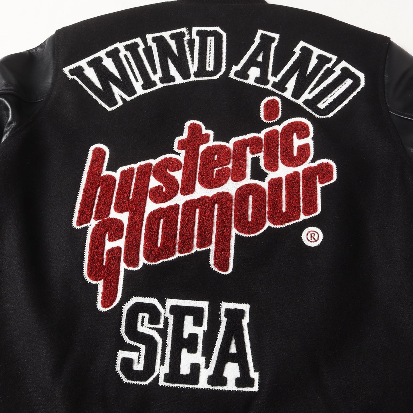22AW ×HYSTERIC GLAMOUR 袖レザー メルトン バーシティジャケット / スタジャン(VARSITY JACKET)