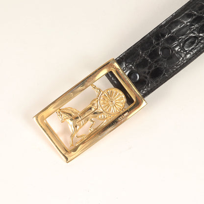 馬車バックル クロコダイルレザー ベルト