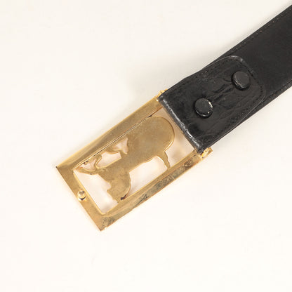 馬車バックル クロコダイルレザー ベルト