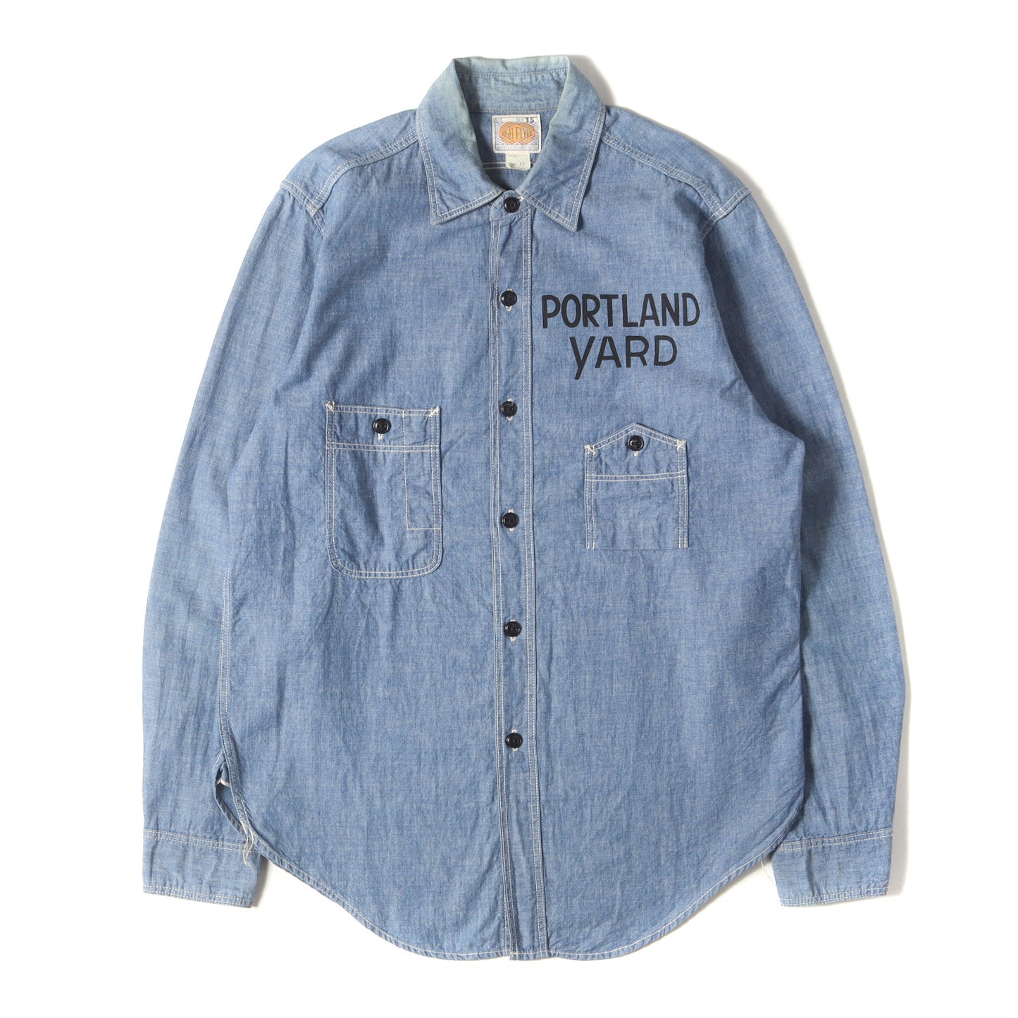 山ポケット プリント シャンブレー ワークシャツ