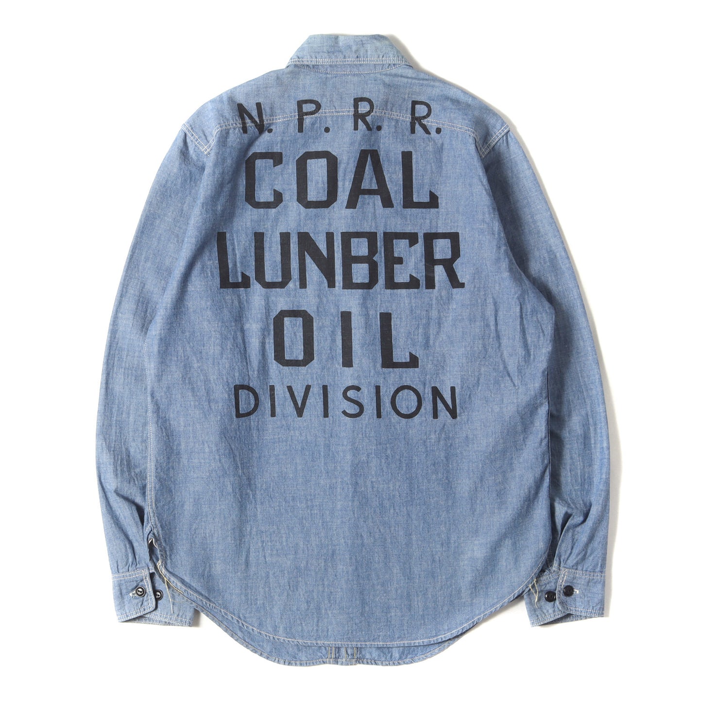 山ポケット プリント シャンブレー ワークシャツ