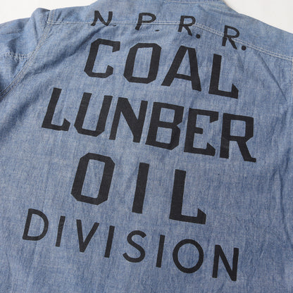 山ポケット プリント シャンブレー ワークシャツ