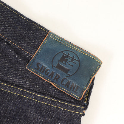 阿波藍混右綾 スリムテーパード デニムパンツ