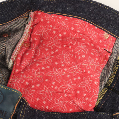 阿波藍混右綾 スリムテーパード デニムパンツ