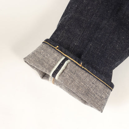 阿波藍混右綾 スリムテーパード デニムパンツ