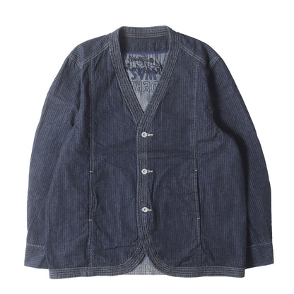 23SS ヘリンボーンデニム ノーカラー 3つボタン ジャケット(DENIM HB 3BUTTON JKT)