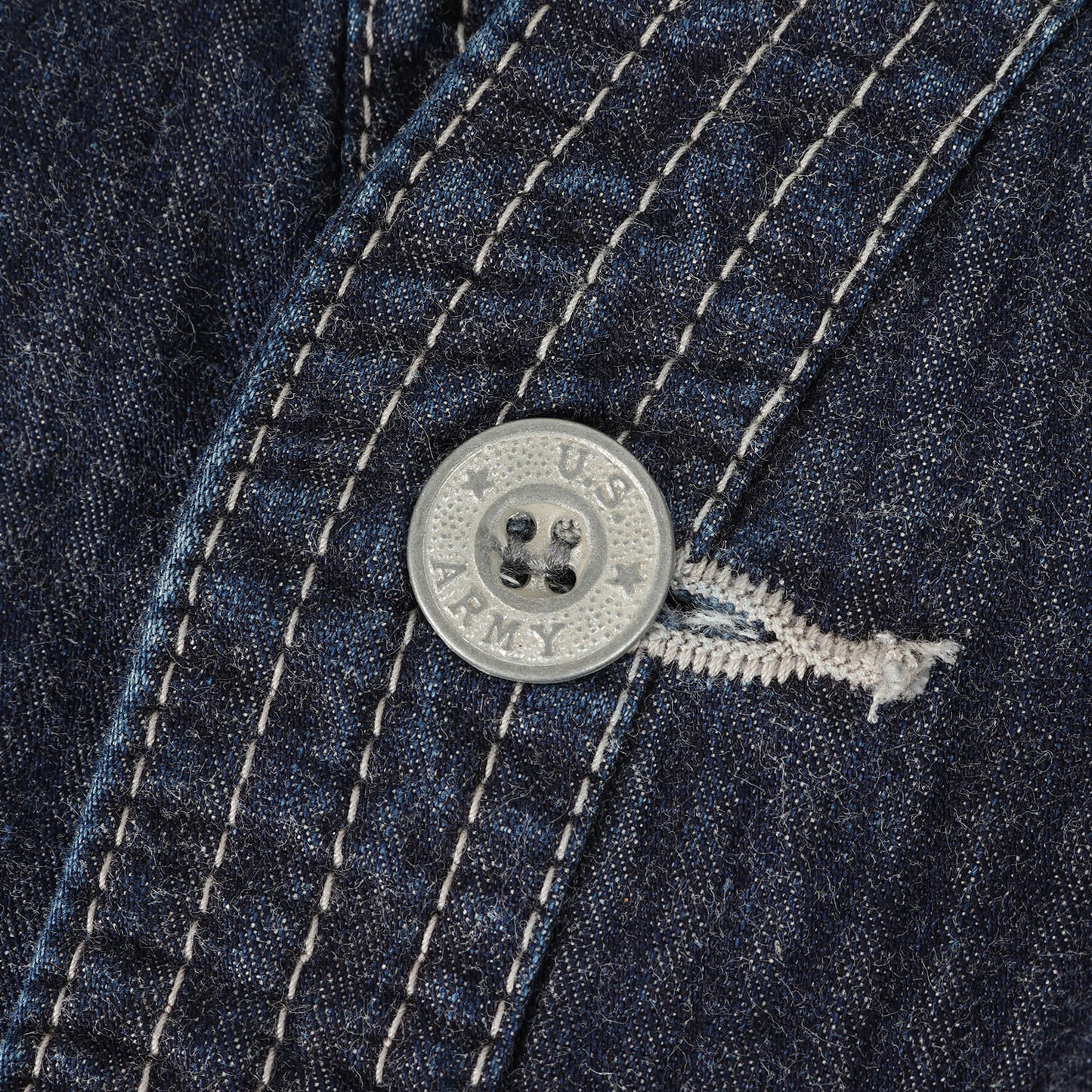 23SS ヘリンボーンデニム ノーカラー 3つボタン ジャケット(DENIM HB 3BUTTON JKT)