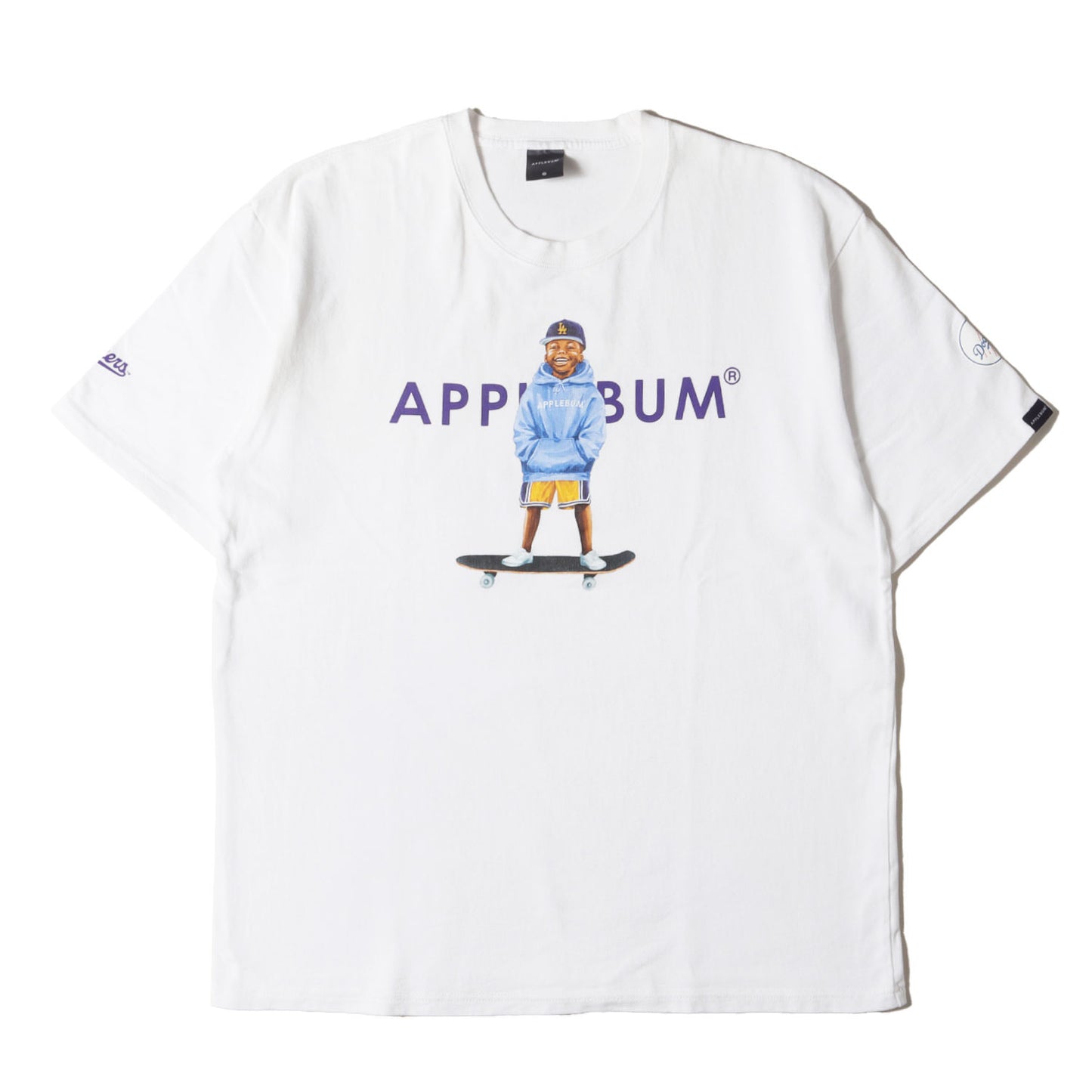 22SS ×mami ×Los Angeles Dodgers 少年イラスト ヘビー Tシャツ(LA Dodgers Boy Purple&Gold T-shirt)