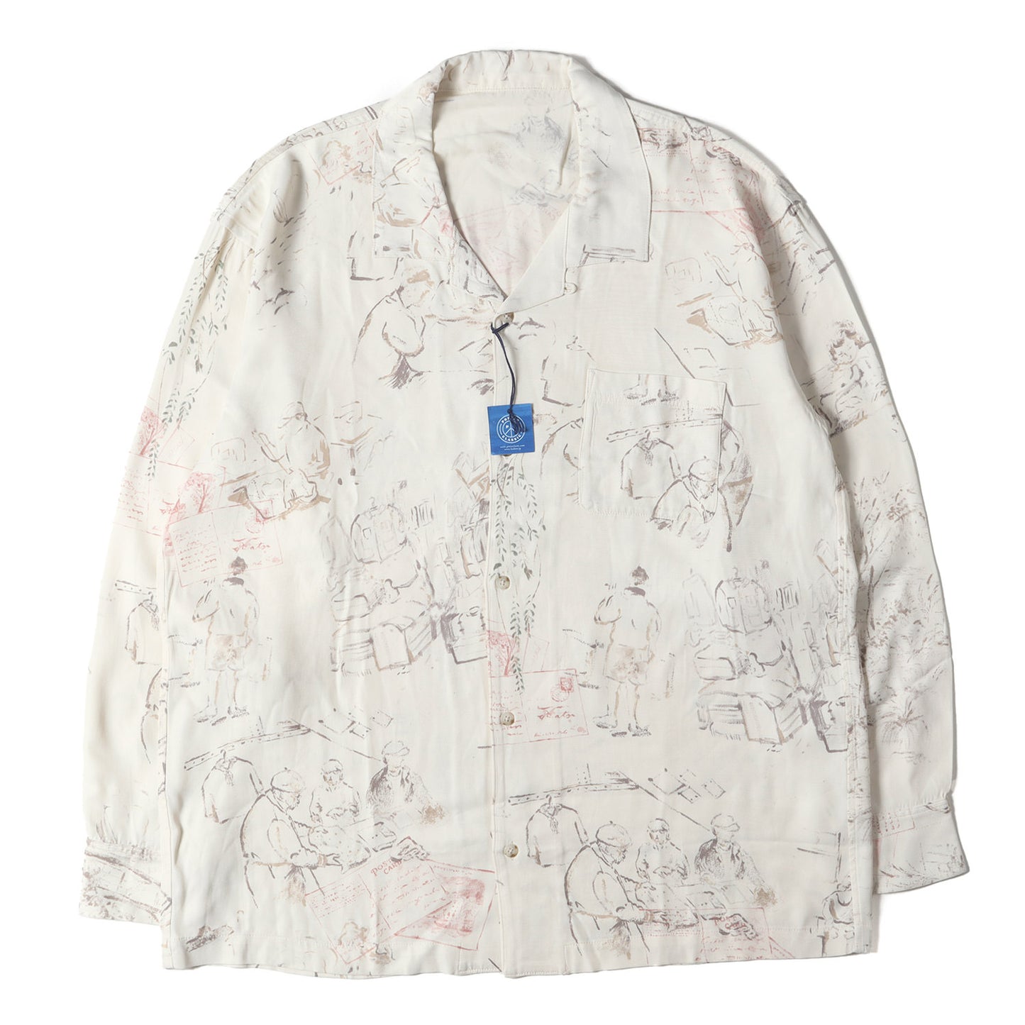 23AW スケッチ柄 オープンカラー レーヨンシャツ(SKETCH BOOK SHIRT)