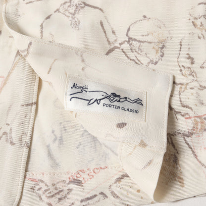 23AW スケッチ柄 オープンカラー レーヨンシャツ(SKETCH BOOK SHIRT)