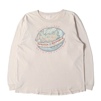 80s 地球プリント ロングスリーブ Tシャツ