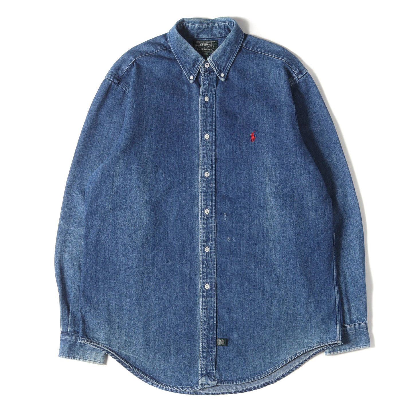 [USA製 雰囲気抜群] 80s POLO COUNTRY 赤ポニー ボタンダウン デニムシャツ