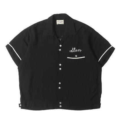 60s OLYMPIAN フロッキープリント レーヨン ボーリングシャツ(USA製)