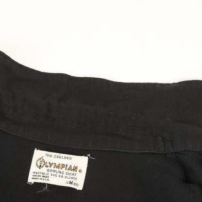 60s OLYMPIAN フロッキープリント レーヨン ボーリングシャツ(USA製)