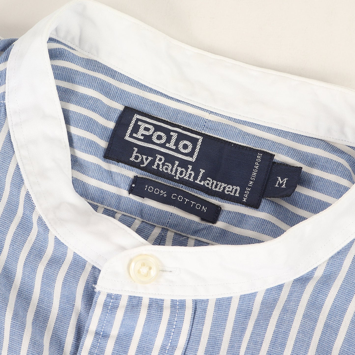 バンドカラー ストライプシャツ