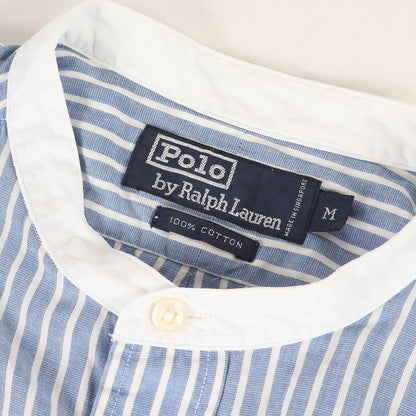 バンドカラー ストライプシャツ