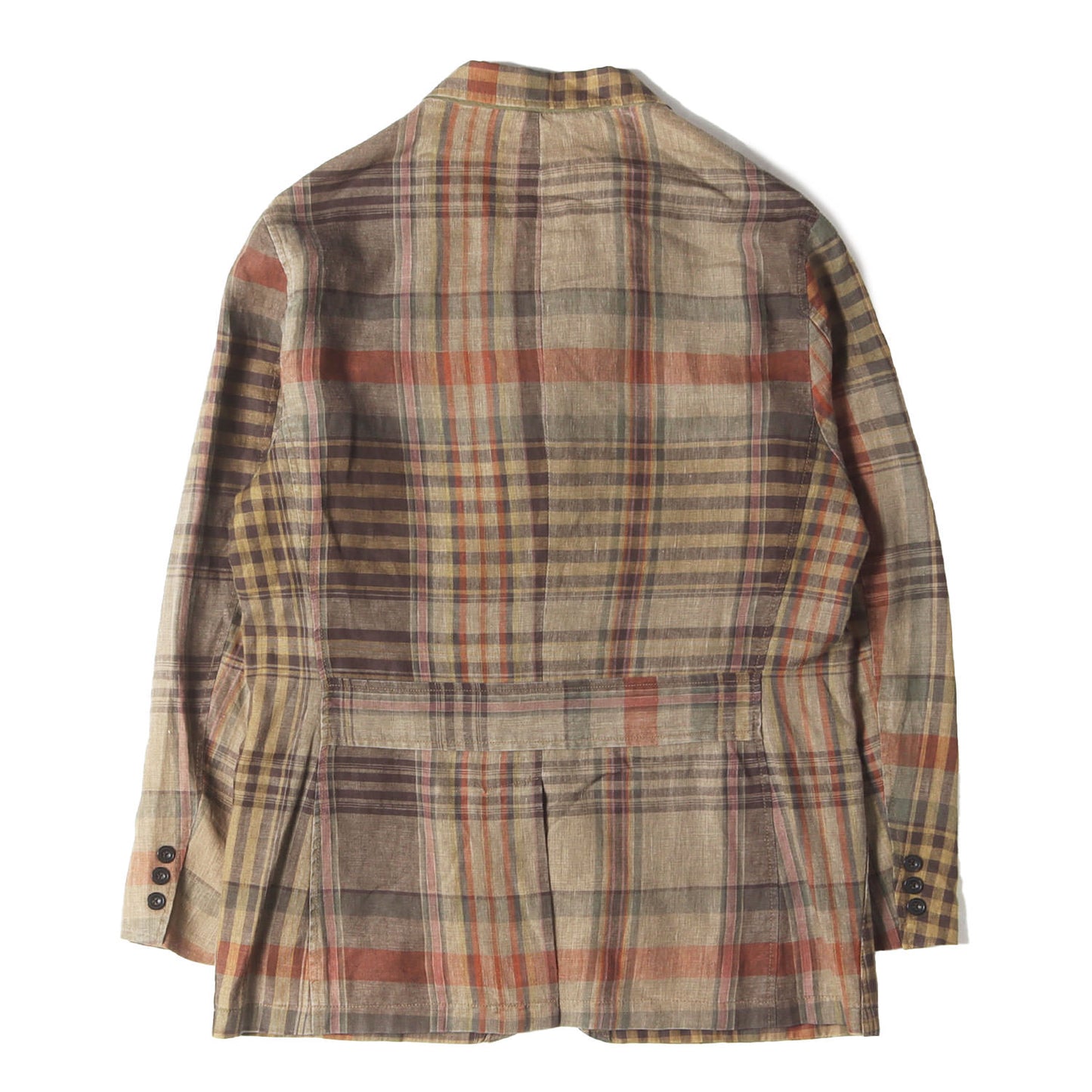 90s クレイジーチェック リネン ショップコート / フィールドジャケット