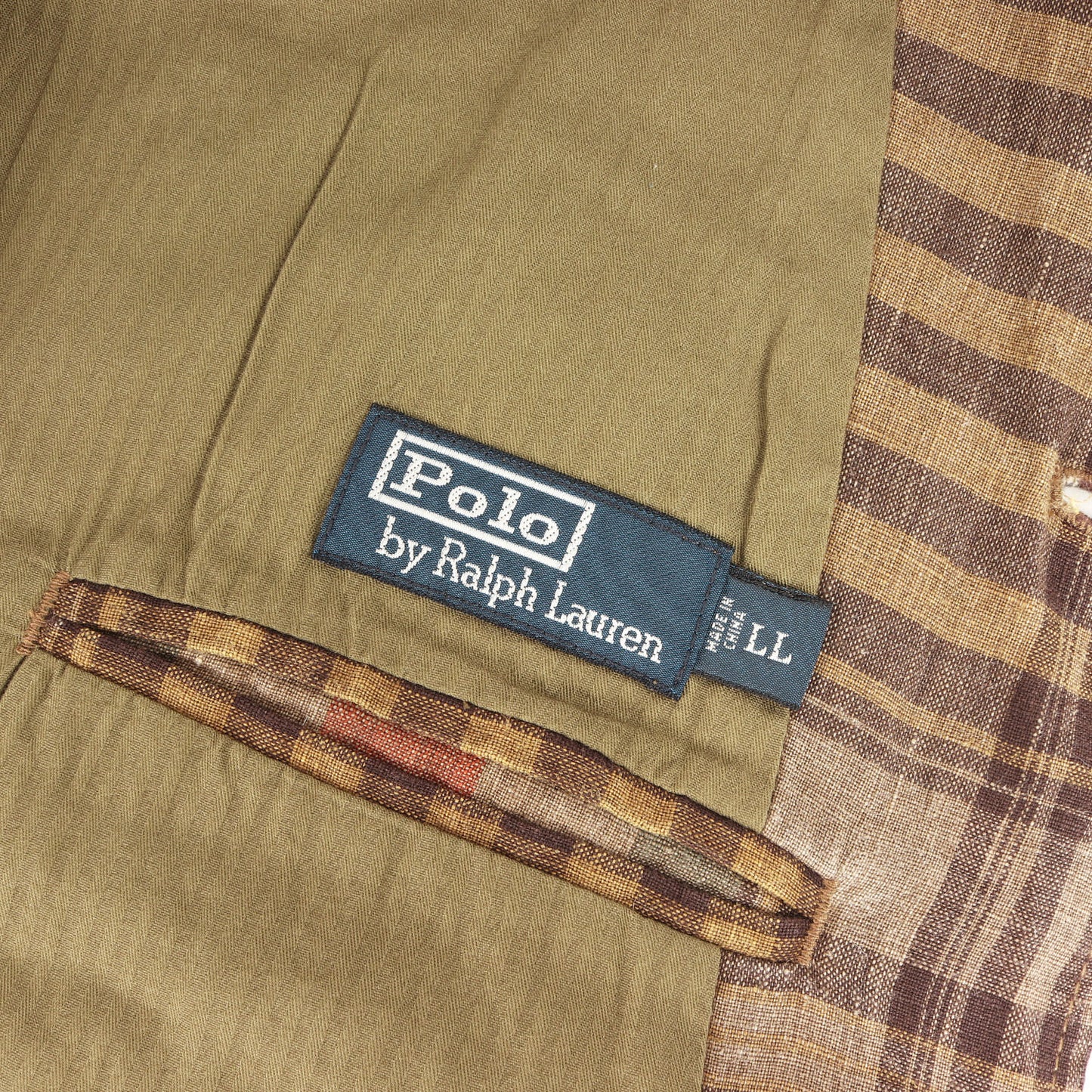 90s クレイジーチェック リネン ショップコート / フィールドジャケット